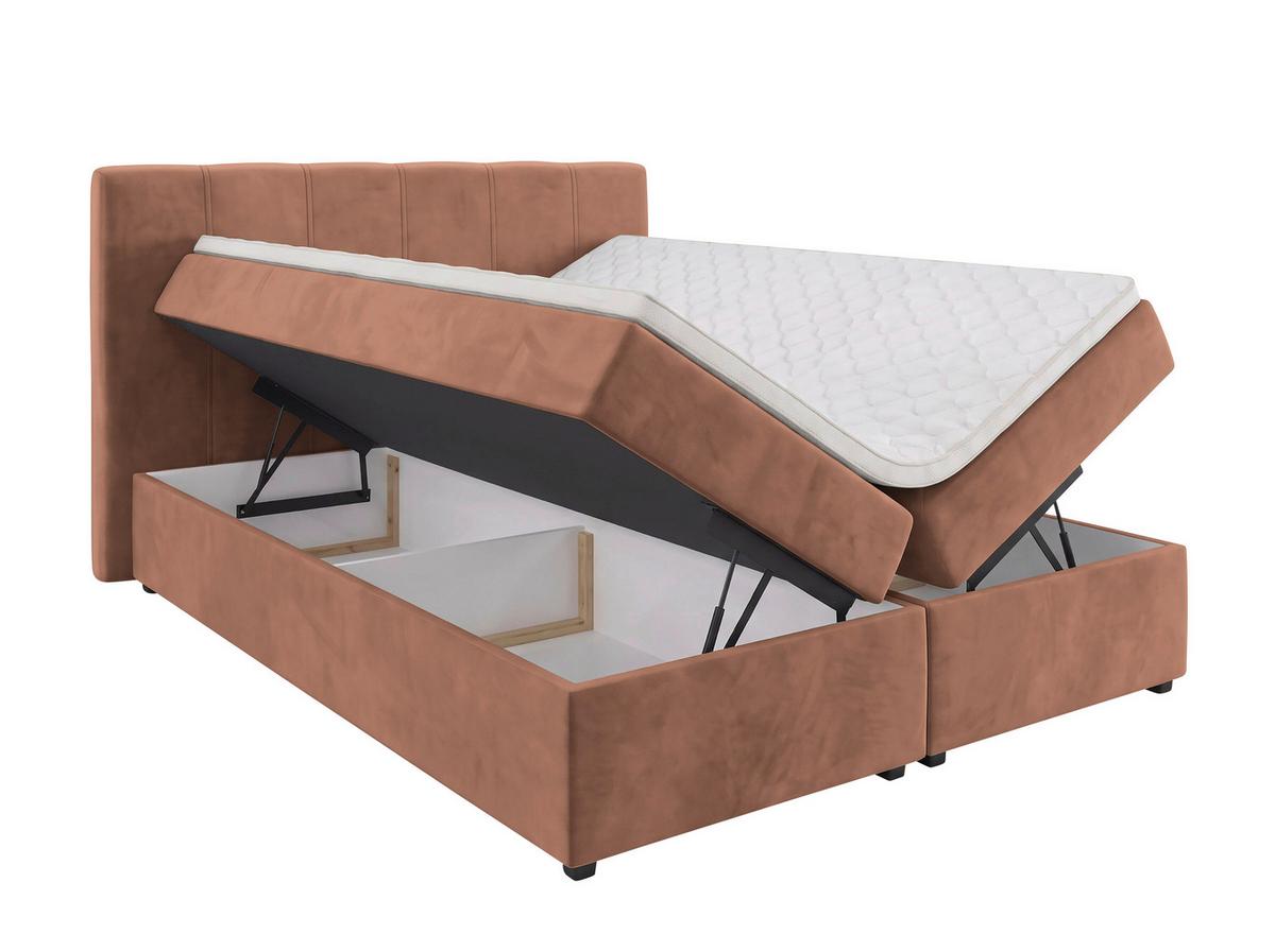 Boxbett Dana Hellbraun ca. 140x200cm - Hellbraun/Schwarz, Kunststoff/Textil (140/200cm) - Based