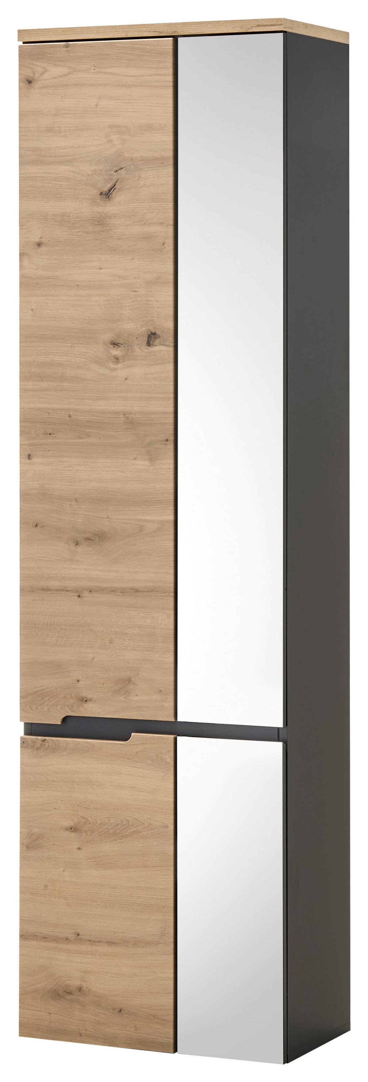 Faliszekrény Memphis - Artisan tölgy/szürke, Modern, faalapú anyag/üveg (50/176/31cm) - Mömax