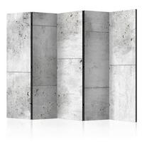 Paravan Concretum Murum I, 5-Delni, Enostranski - sivobela, Basics, tekstil/les (225/172/3cm) - artgeist