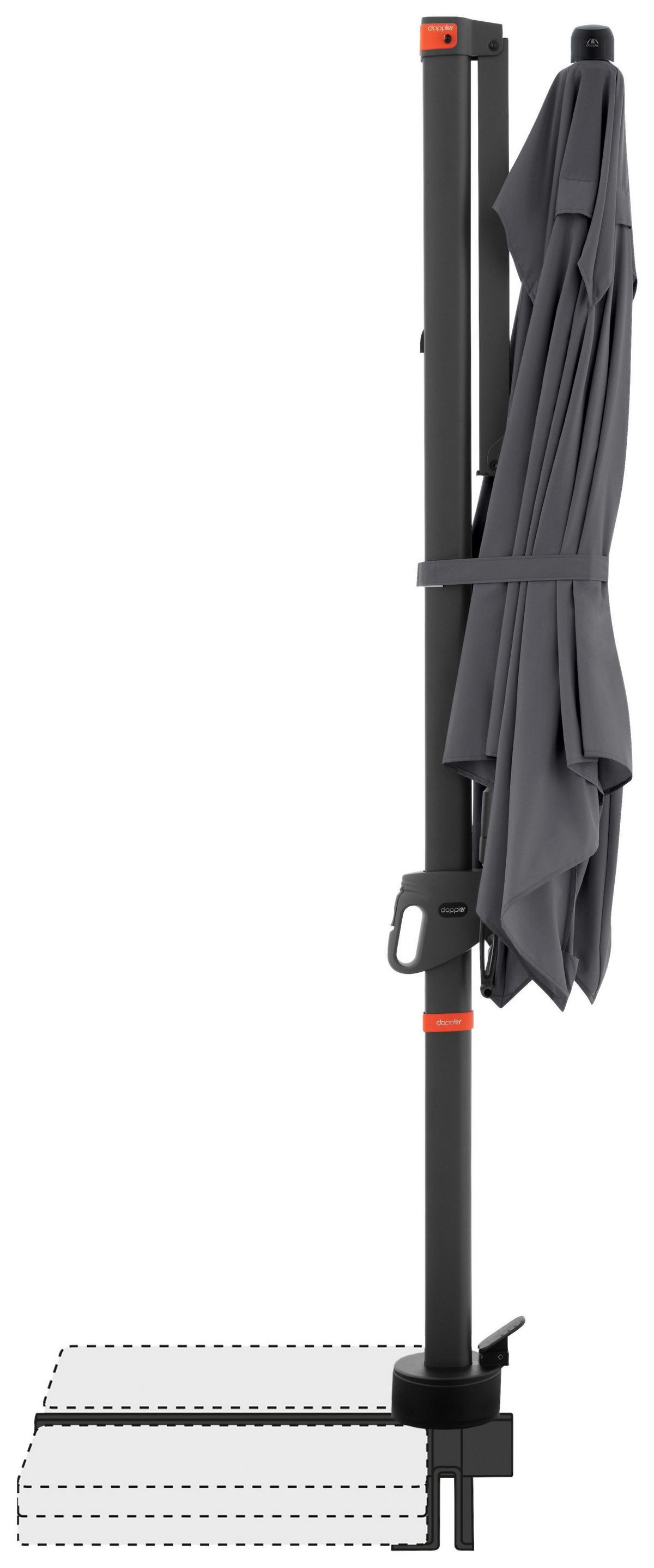 Ampelschirm Myzone Anthrazit ca. 210x210cm - Anthrazit, Basics, Textil/Metall (210/210cm) - Doppler