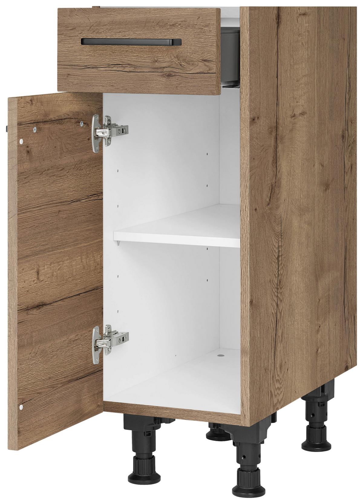 Schubkastenunterschrank Structura Eiche dunkel - Eiche dunkel/Schwarz, MODERN, Holzwerkstoff/Metall (30/87/56cm) - Nobilia