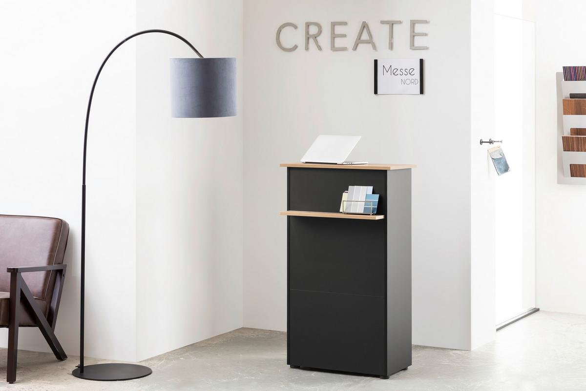 Stehpult Empfangstresen 660 Schwarz/Eiche Artisan - Schwarz/Eiche Artisan, MODERN, Holzwerkstoff (65,8/110,5/44cm) - MID.YOU