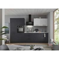 Küchenblock New York mit Geräten ca.320cm Graphitfarben - Graphitfarben/Schwarz, Design, Holzwerkstoff/Metall (320cm) - P & B