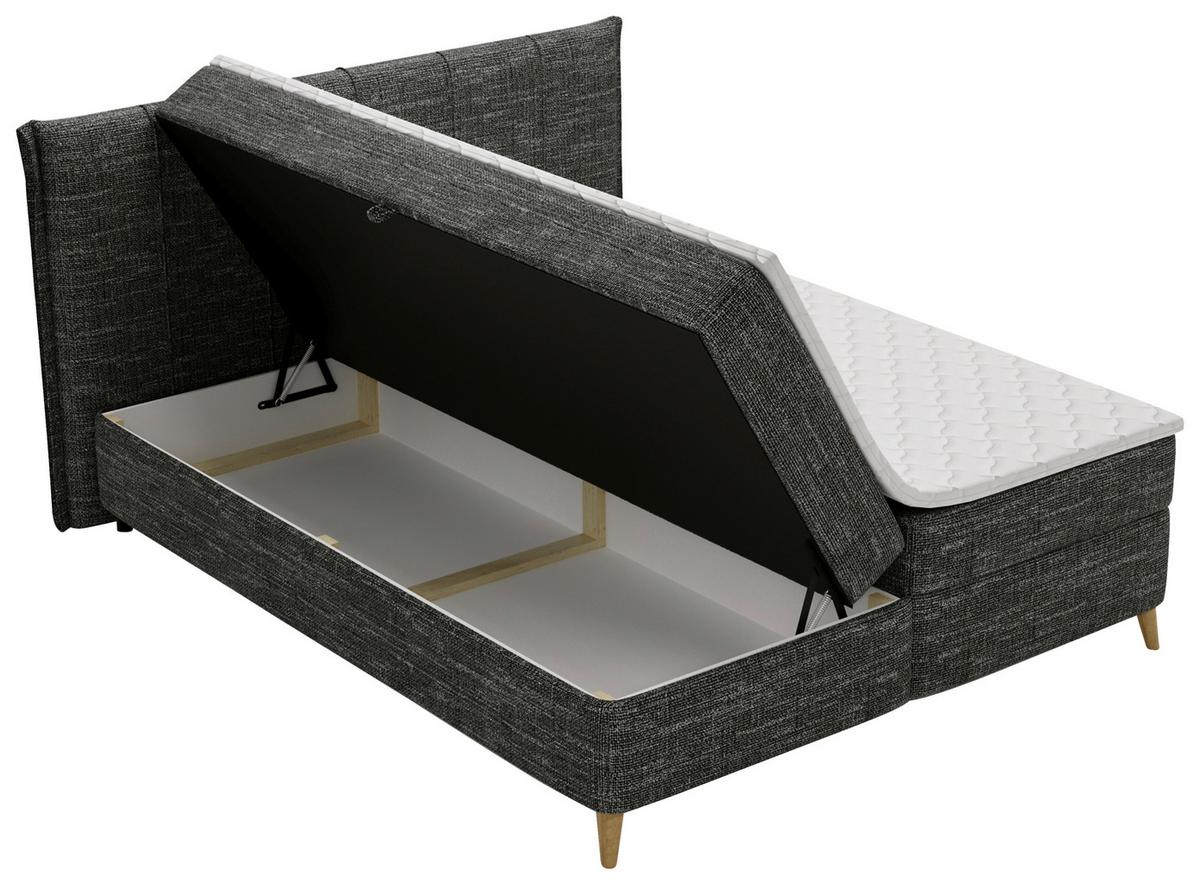 Boxbett Veloria Schwarz ca. 160x200cm - Schwarz, KONVENTIONELL, Textil/Metall (160/200cm) - Based