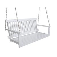 Hängebank Augusta Weiß ca. 130x57x63 cm Holz - Eukalyptusholzfarben/Goldfarben, Basics, Holz/Metall (130/57/63cm) - Gardenson