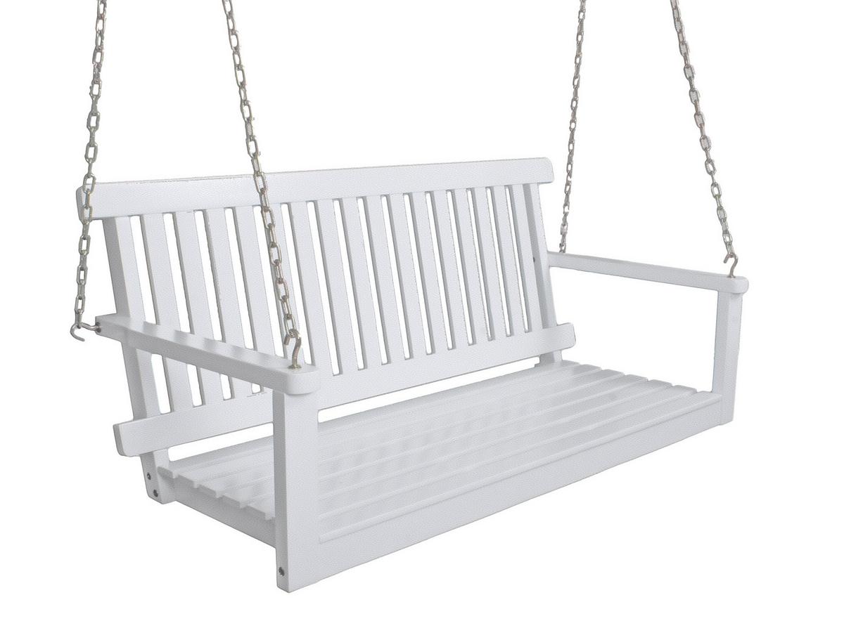 Hängebank Augusta Weiß ca. 130x57x63 cm Holz - Eukalyptusholzfarben/Goldfarben, Basics, Holz/Metall (130/57/63cm) - Gardenson