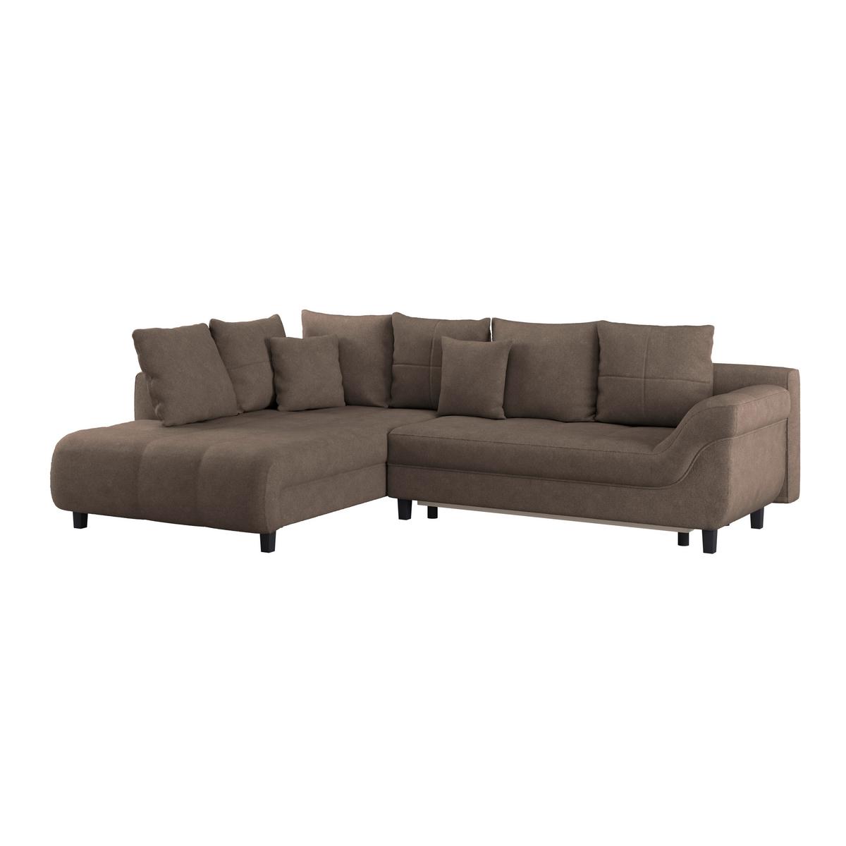 Kutna Garnitura Mendoza - tamno smeđa/crna, Design, tekstil/drvo (197/309cm) - Modern Living