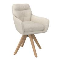 Armlehnstuhl Juana Creme Bouclé Drehbar Gepolstert - Creme/Naturfarben, MODERN, Holz/Textil (61/93/65cm) - Bessagi Home