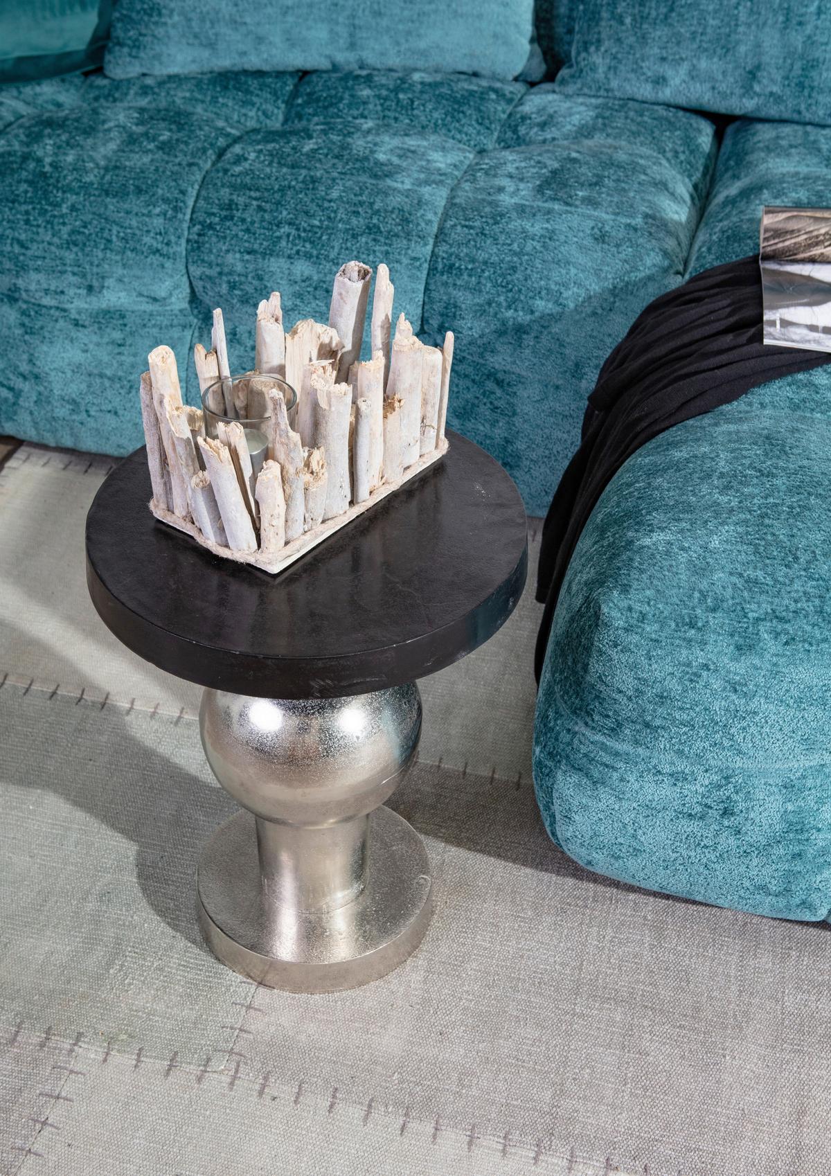 STOLIK BOCZNY MIX&MATCH - czarny/kolor aluminiowy, Design, metal (36/36/45cm)