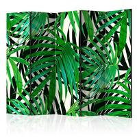 Paravent Tropical Leaves II Grün/Weiß - Weiß/Grün, Basics, Holz/Textil (225/172/3cm) - artgeist