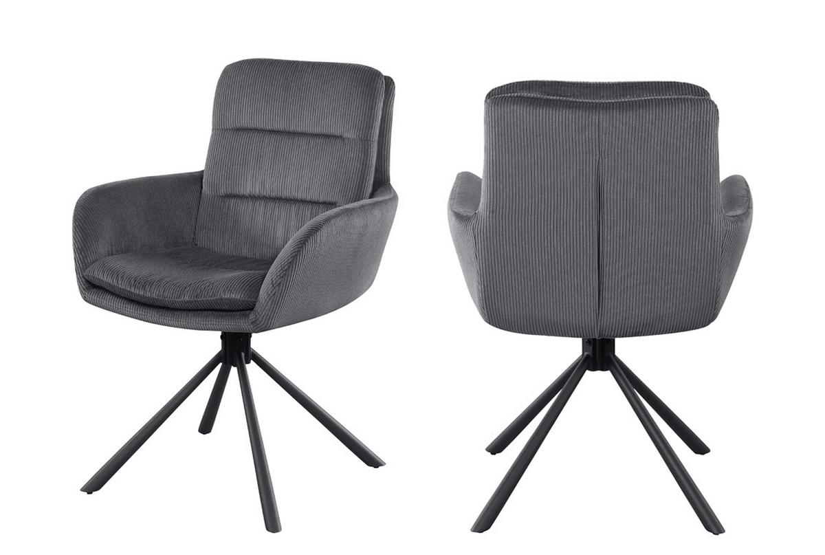 Naslanjač Cord, Temno Siva, Vrtljiv - temno siva/črna, Moderno, kovina/tekstil (60/89/64cm) - Livetastic