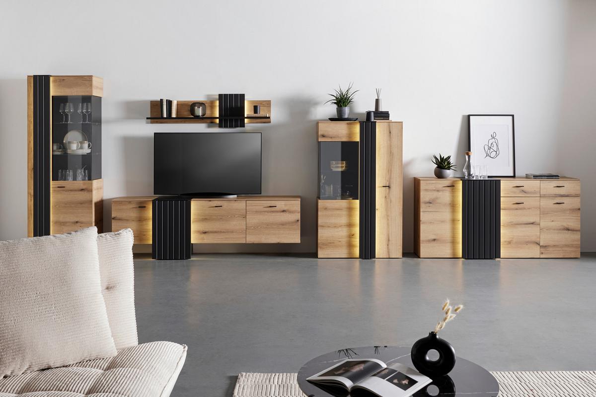 TV-Element in Eiche/Grau - Modern, Holzwerkstoff/Kunststoff (207,8/66/44,8cm) - Mömax