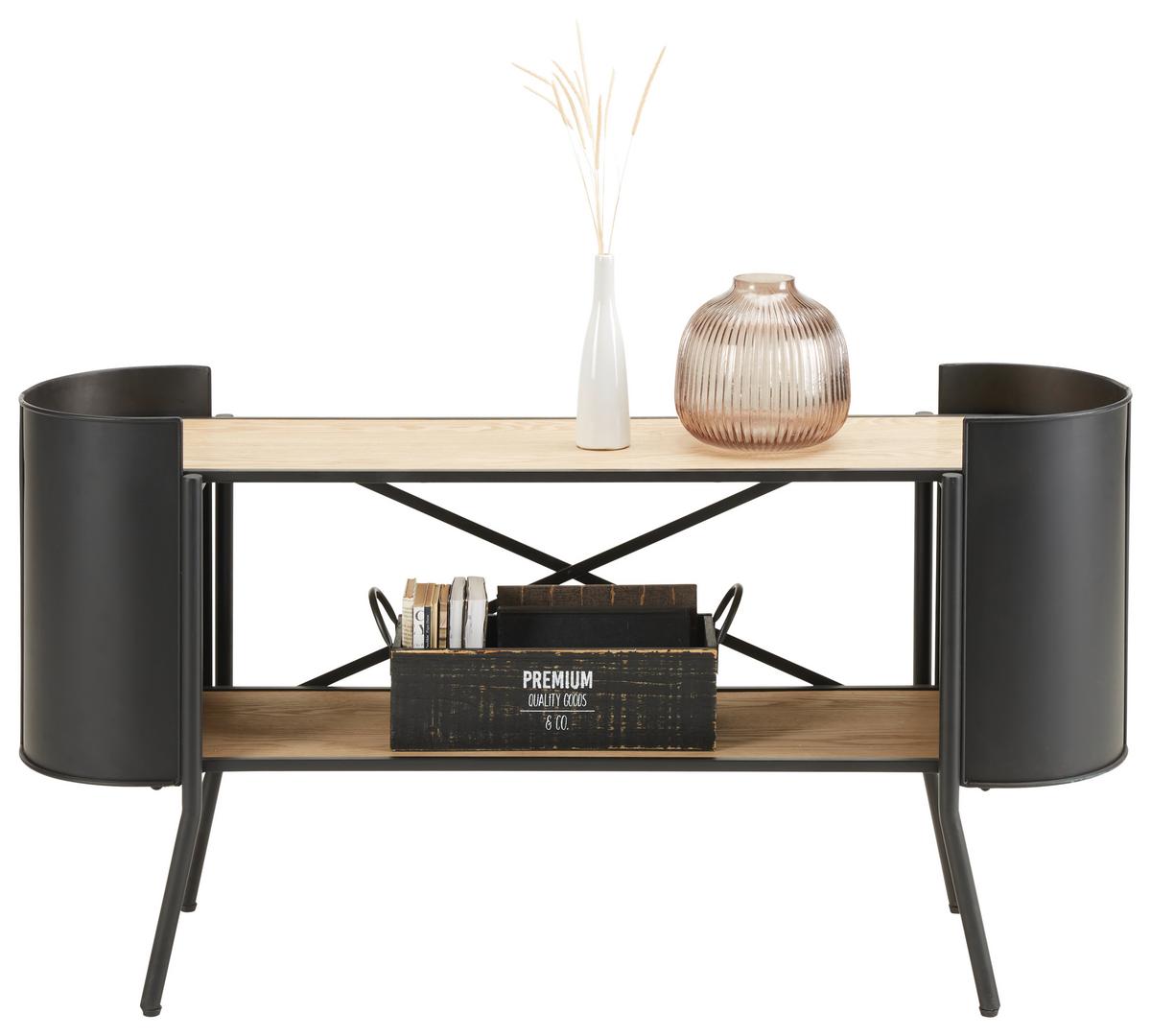 Tv Szekrény Olan - natúr színű/fekete, Lifestyle, faalapú anyag/fa (122/60/33cm) - Premium Living