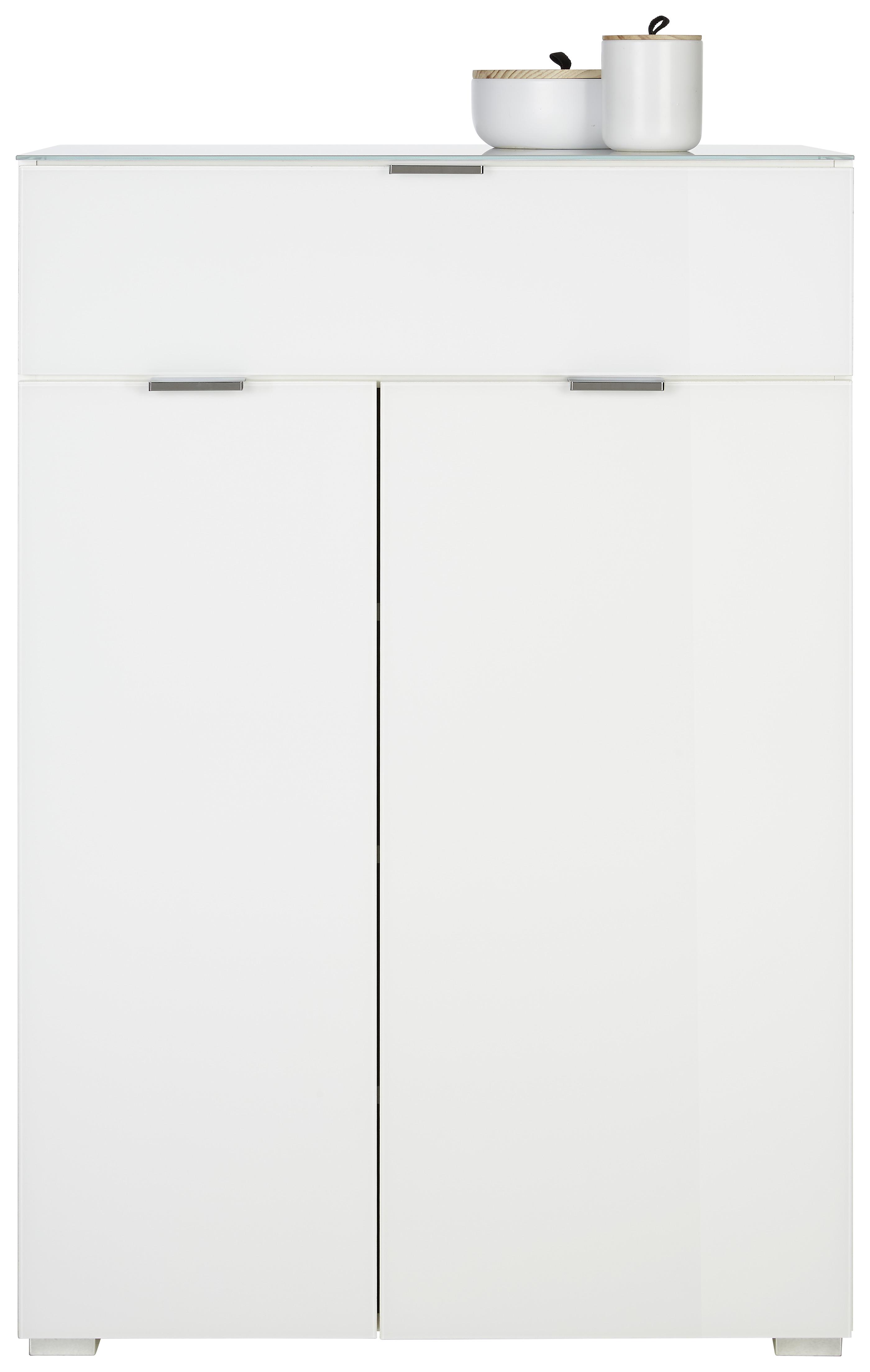 Schuhschrank in Weiß - Chromfarben, MODERN, Glas/Holzwerkstoff (74/114/37cm) - Premium Living