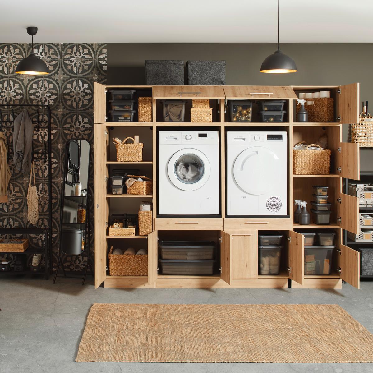 Schrank Aileen in Eiche Artisan - Silberfarben/Eiche Artisan, KONVENTIONELL, Holzwerkstoff/Metall (50/162/67,5cm) - Mömax