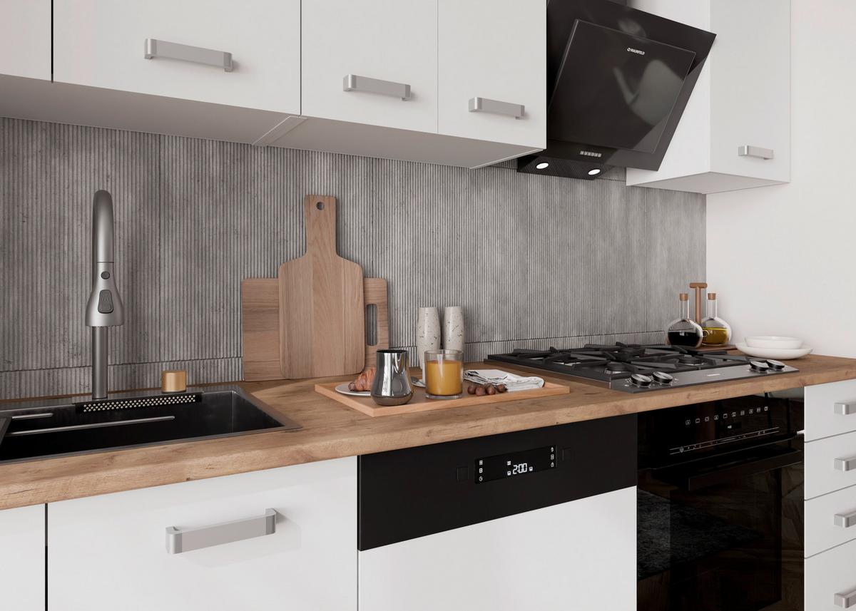 Blok Kuhinja Eko - boja hroma/boja hrasta, Moderno, pločasti materijal/plastika (240/218/60cm) - Modern Living