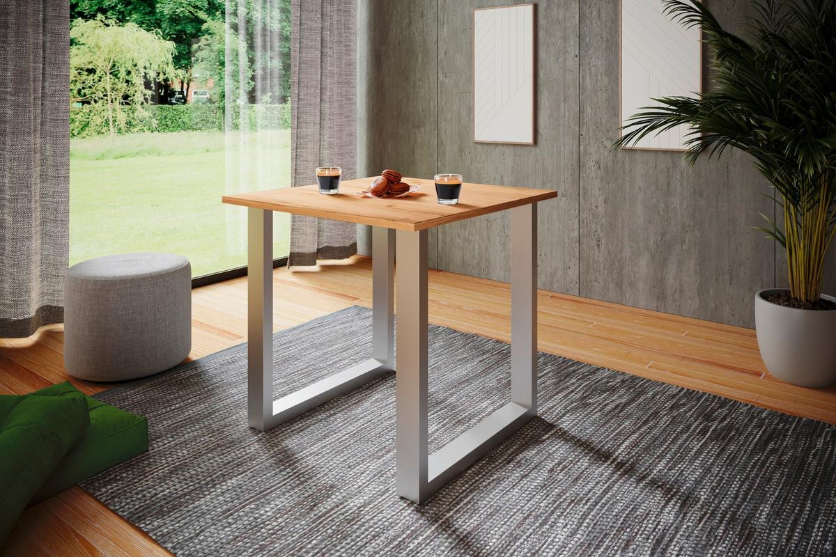 SCHREIBTISCH LONA - Silberfarben/Sonoma Eiche, Design, Holzwerkstoff/Metall (80/76/50cm) - MID.YOU