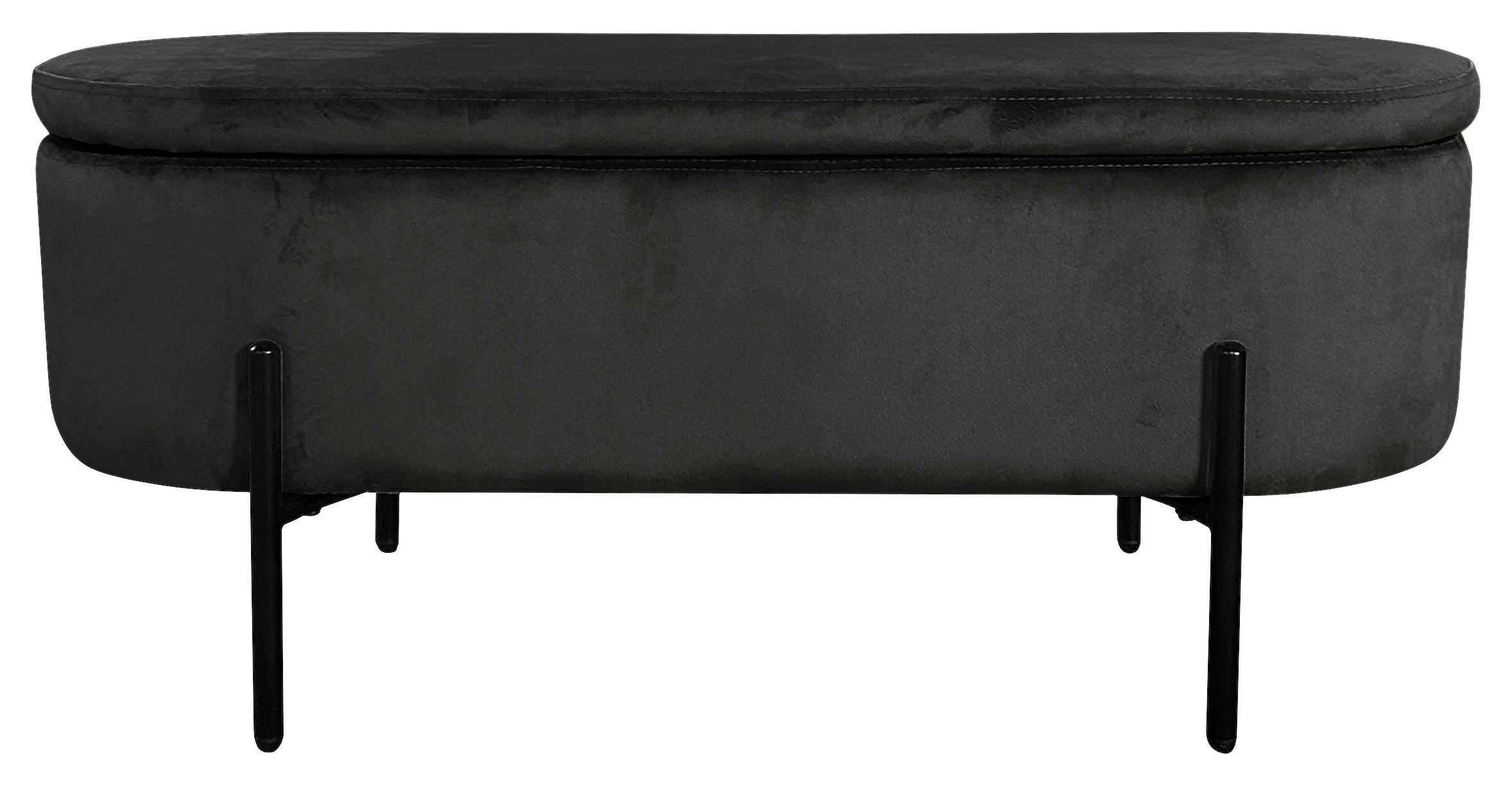 Sitzbank NOVA Schwarz, Samt - Schwarz, Design, Textil/Metall (95/42/37,5cm) - MID.YOU