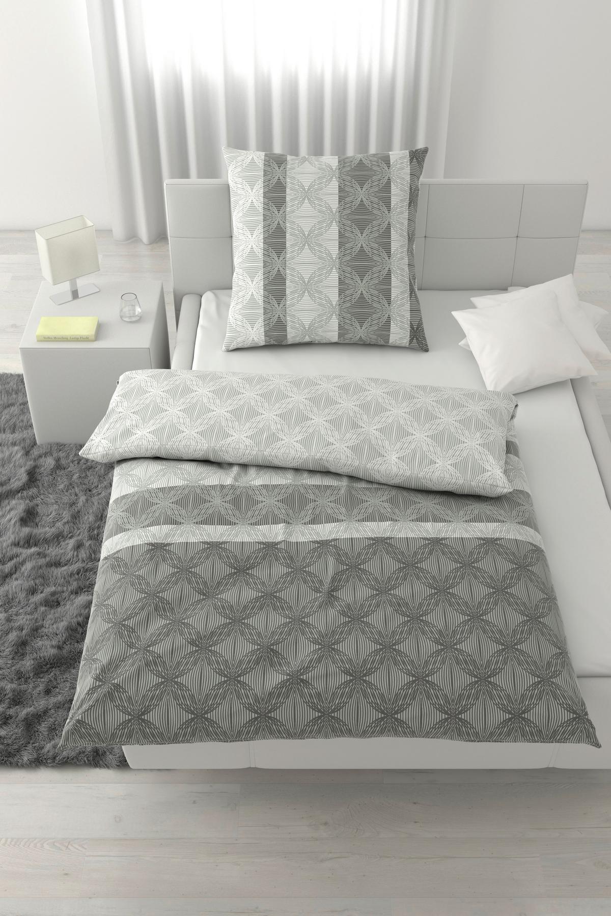 Bettwäsche Carlos XL Grau ca. 155x220cm - Grau, MODERN, Textil (155/220cm) - Mömax