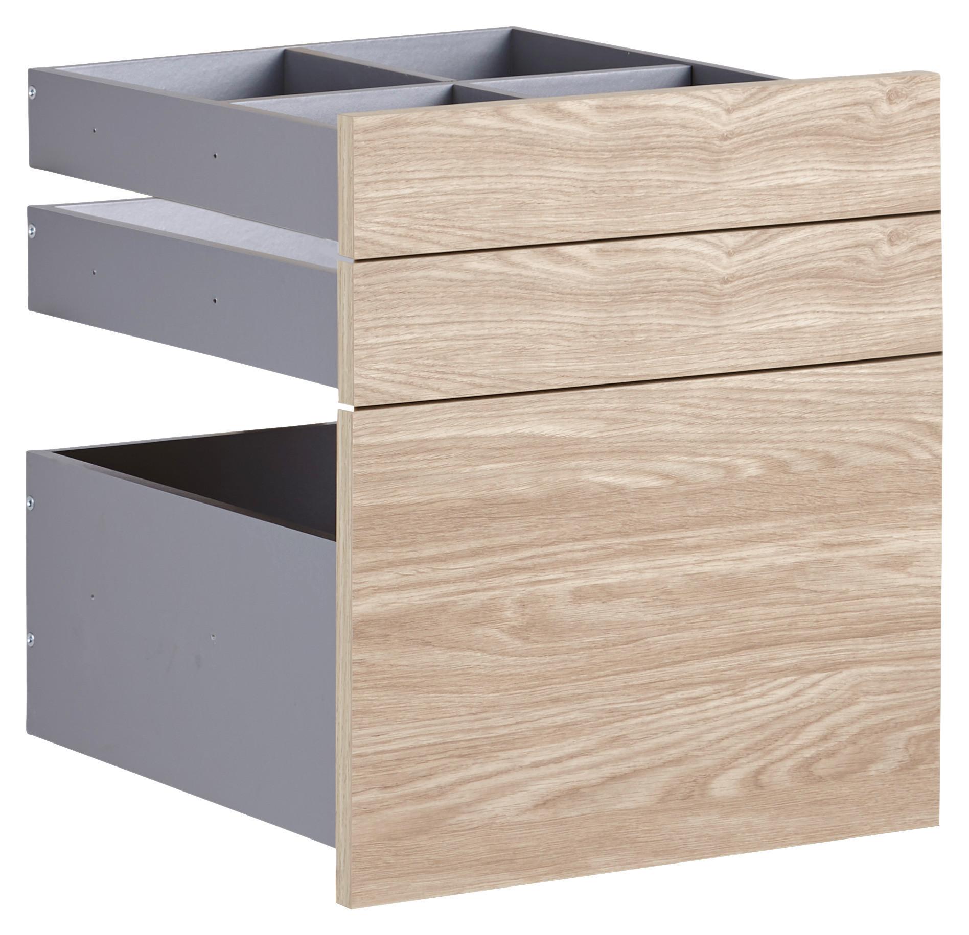 Schubladenset Unit in Eichefarben - Eichefarben, Modern, Holzwerkstoff (45,3/50,3/47cm) - Based