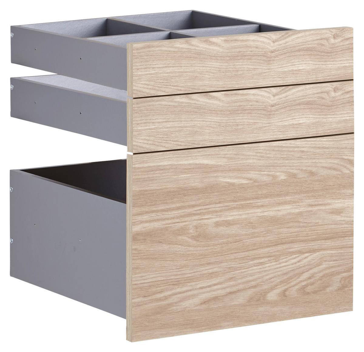 Schubladenset Unit in Eichefarben - Eichefarben, Modern, Holzwerkstoff (45,3/50,3/47cm) - Based