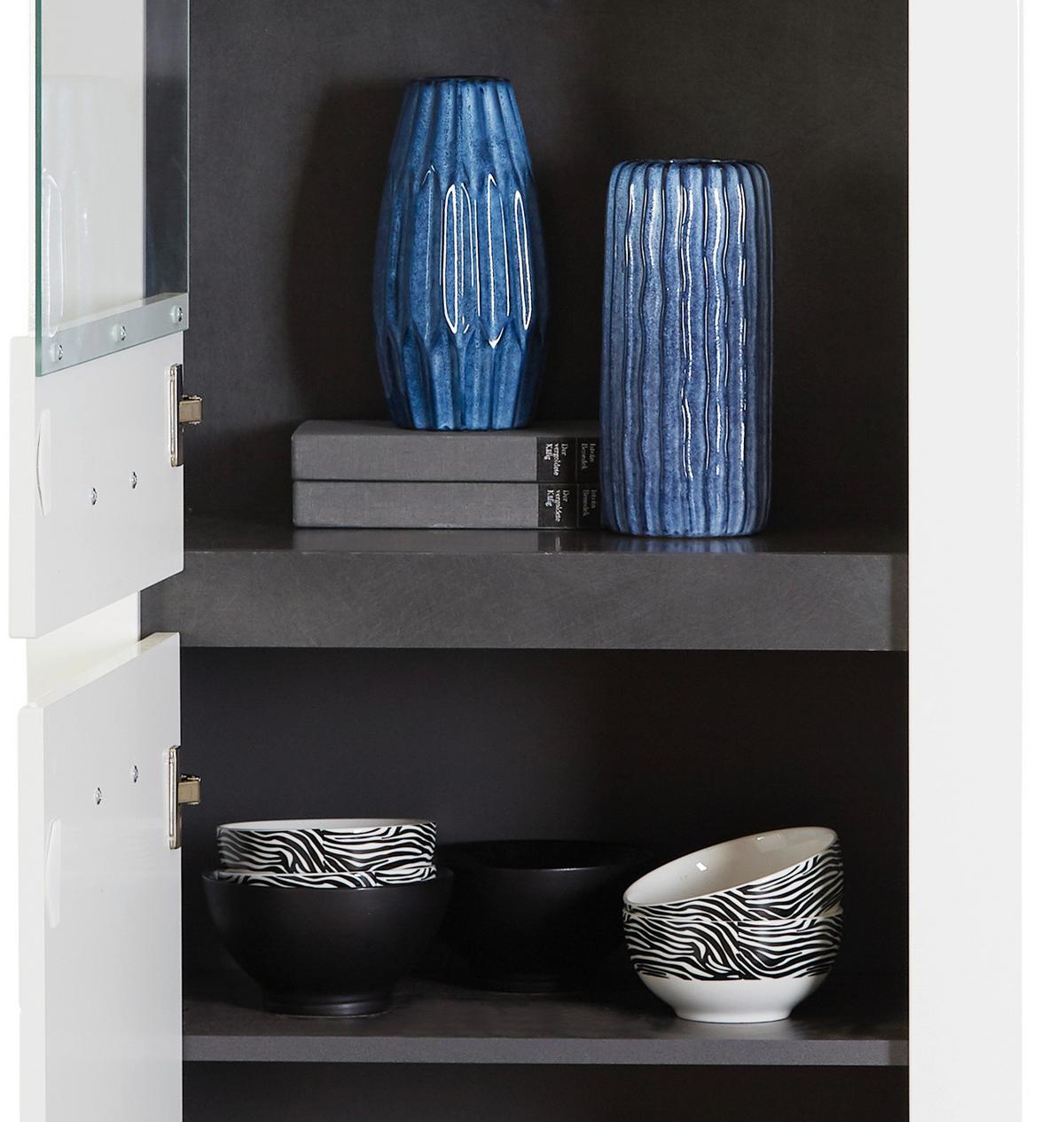 Vitrina Alassio - barve kroma/črna, Moderno, kovina/umetna masa (61,7/200/37,5cm) - Premium Living