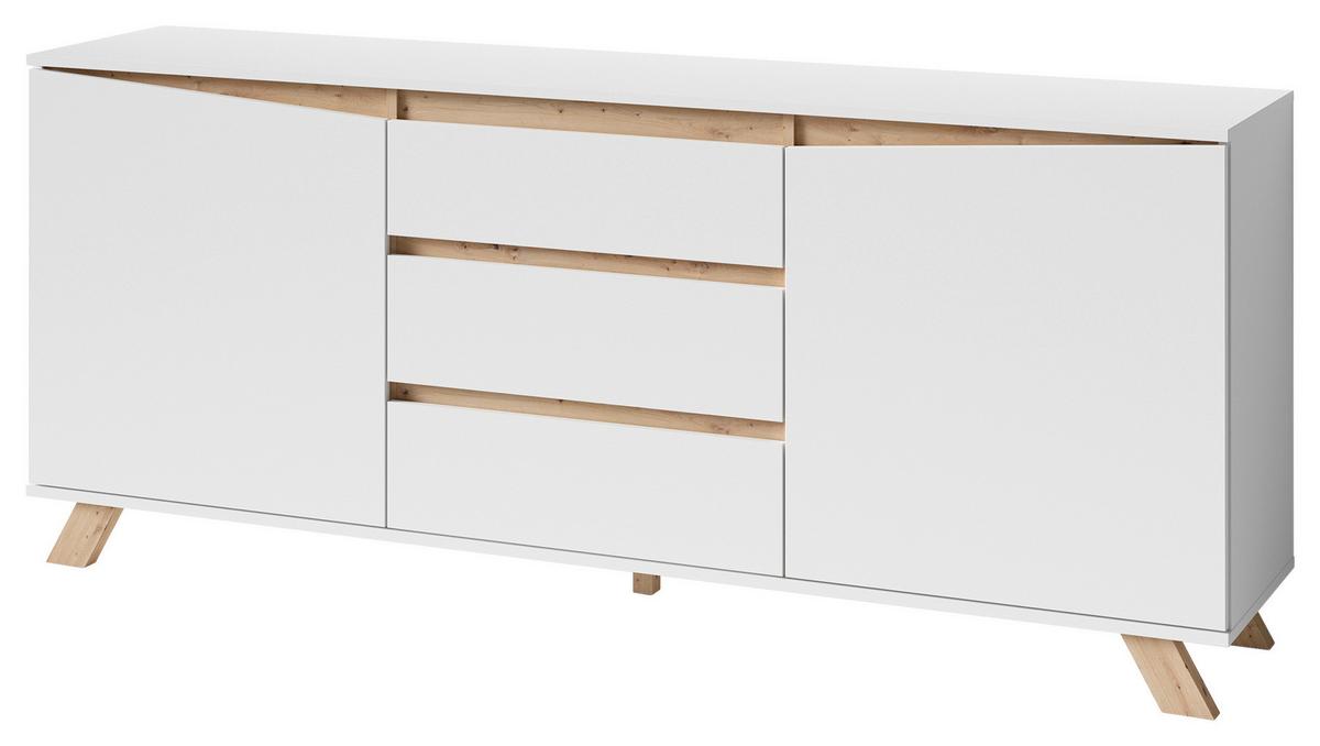 Sideboard Valentin in Weiss - Weiß/Eiche Artisan, MODERN, Holzwerkstoff (180/76/38cm) - MID.YOU
