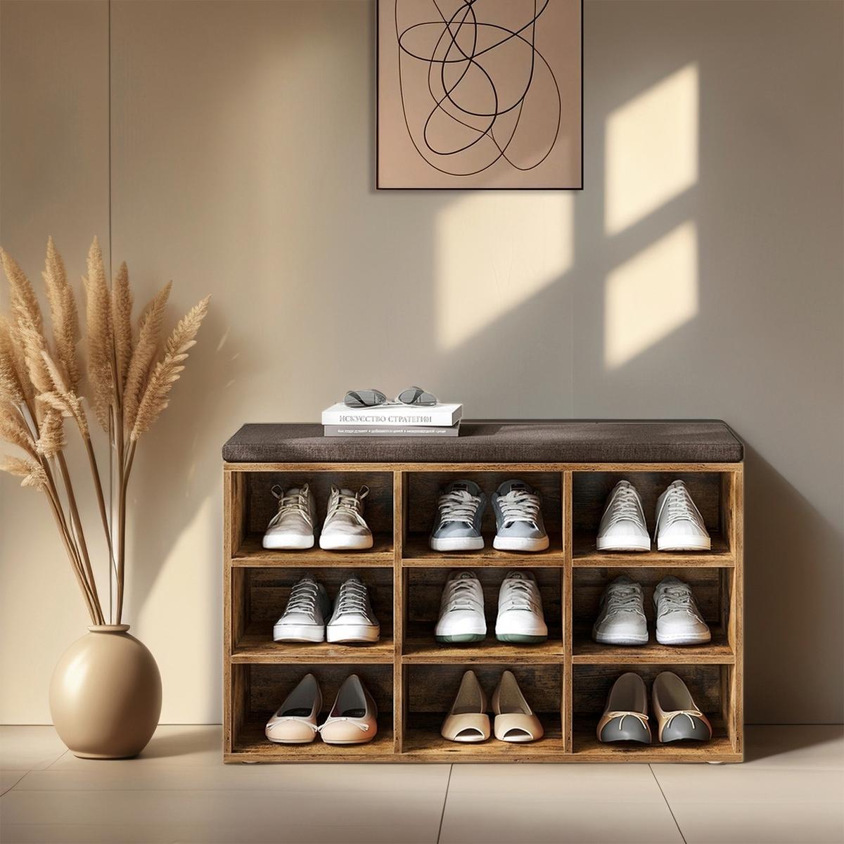 Schuhbank in Dukelbraun inkl. Sitzauflage - Dunkelbraun, Trend, Holzwerkstoff (78,5/48/30,3cm) - MID.YOU