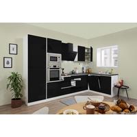 Eckküche Premium Schwarz Hochglanz/Weiß ca. 345x172 cm - Schwarz/Weiß, MODERN, Holzwerkstoff (345/172cm) - Respekta