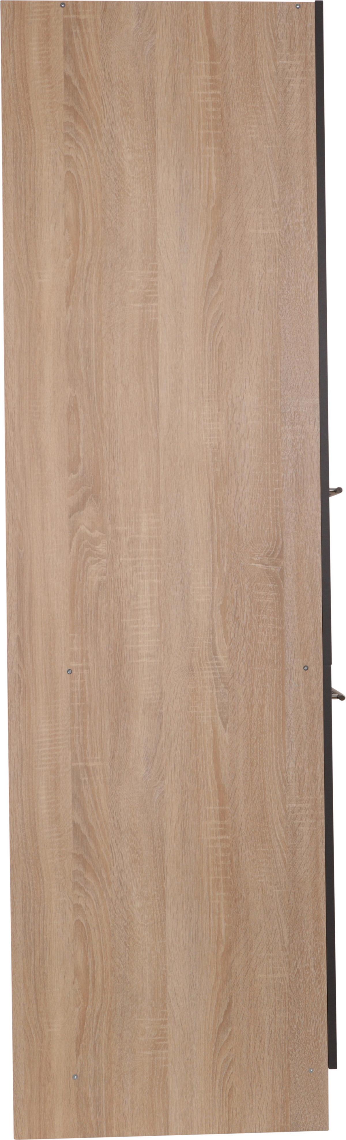 Apothekerschrank MERLE Grau/Eichefarben - Eichefarben/Silberfarben, Basics, Holzwerkstoff/Metall (30/200/60cm) - Respekta