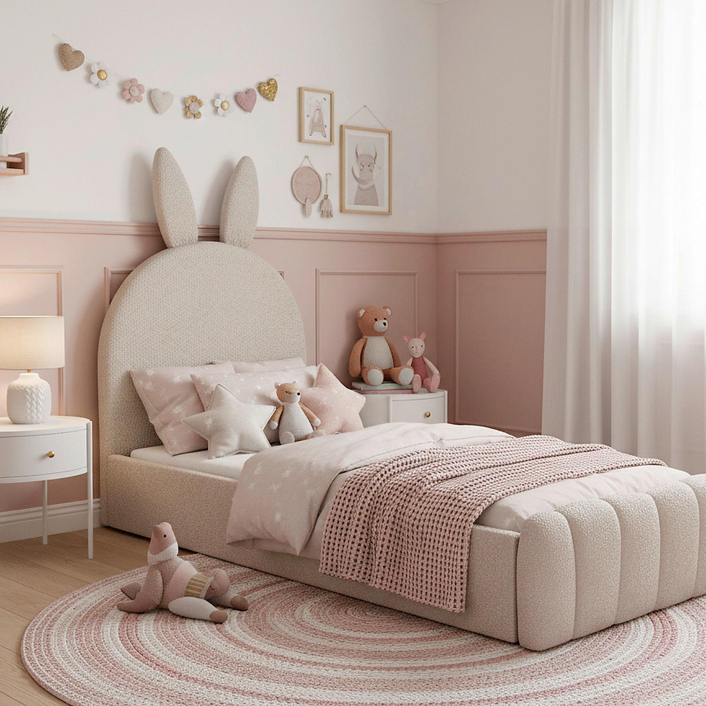 BARN-/JUNIORSÄNG BELLY - beige, Modern, trä/textil (90/200cm) - Bessagi Kids
