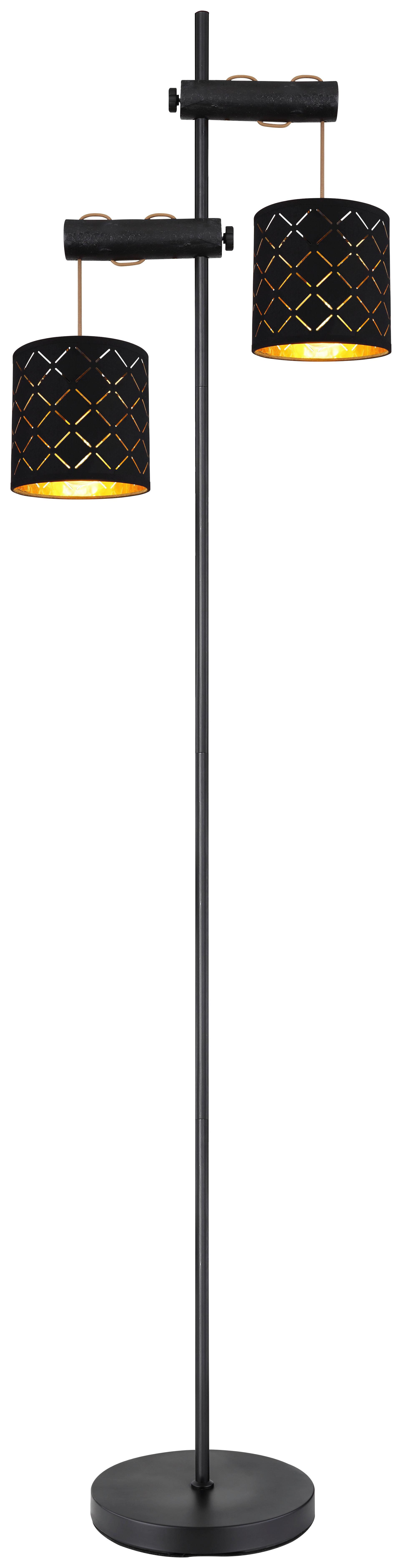 Stoječa Svetilka 15229bs - zlate barve/črna, Basics, kovina/tekstil (41/23/150cm) - Globo