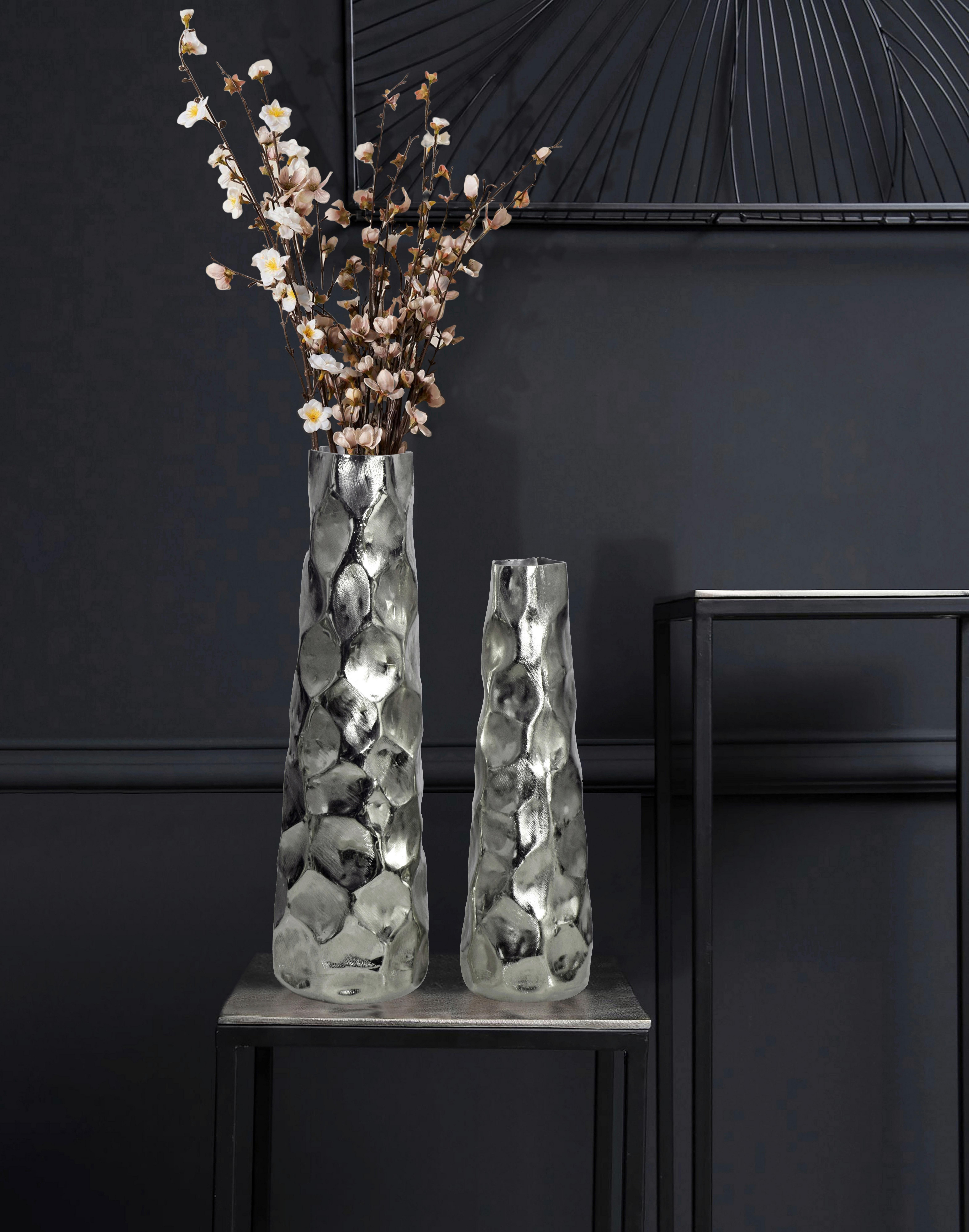 Set Dekorativnih Vaz Silver, 2 Kos - srebrne barve, Design, kovina (15/48,5/15cm) - Livetastic