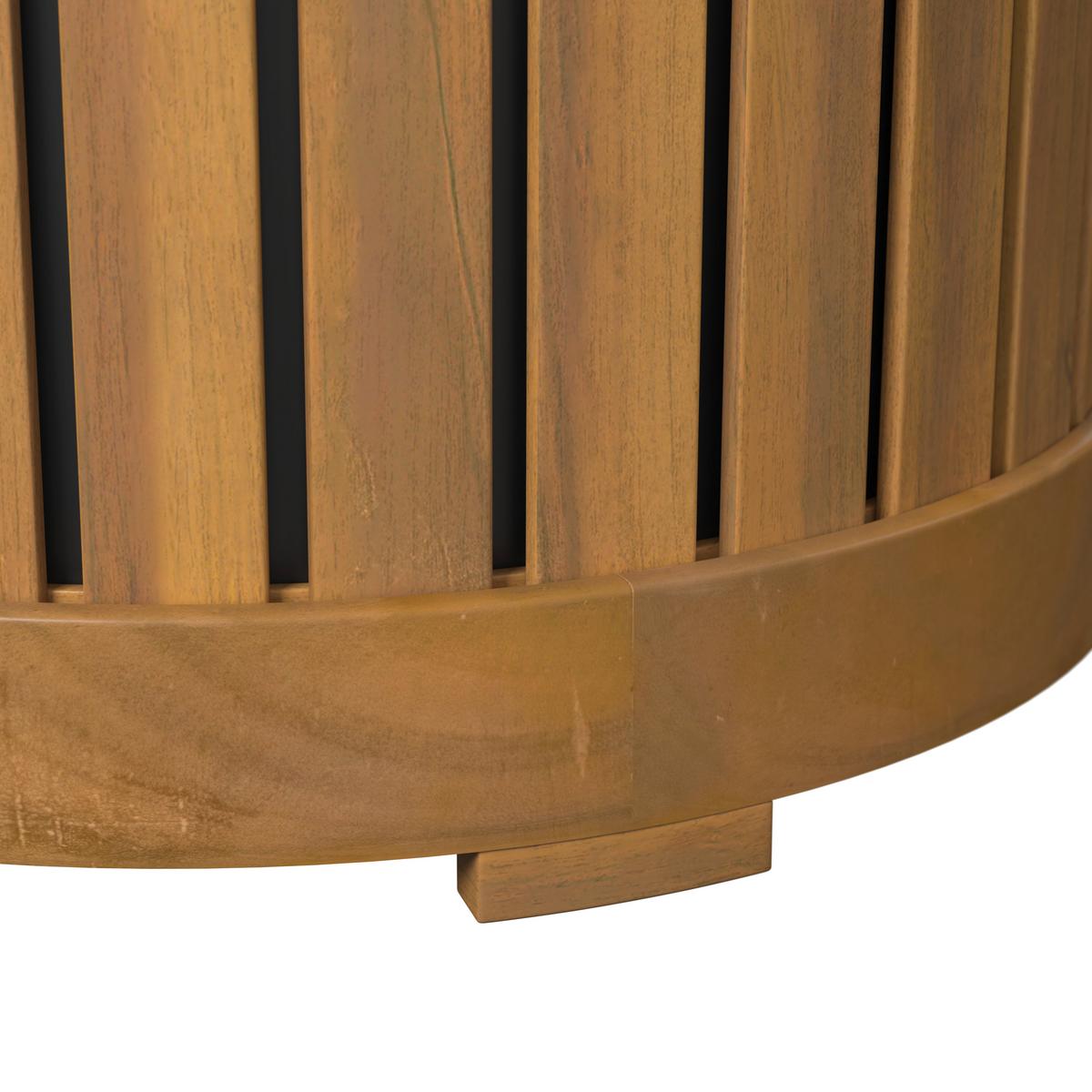 Hochbeet Marlo Echtholz massiv Ø 48 cm - Schwarz/Akaziefarben, MODERN, Holz/Kunststoff (48/44/48cm) - Bessagi Garden