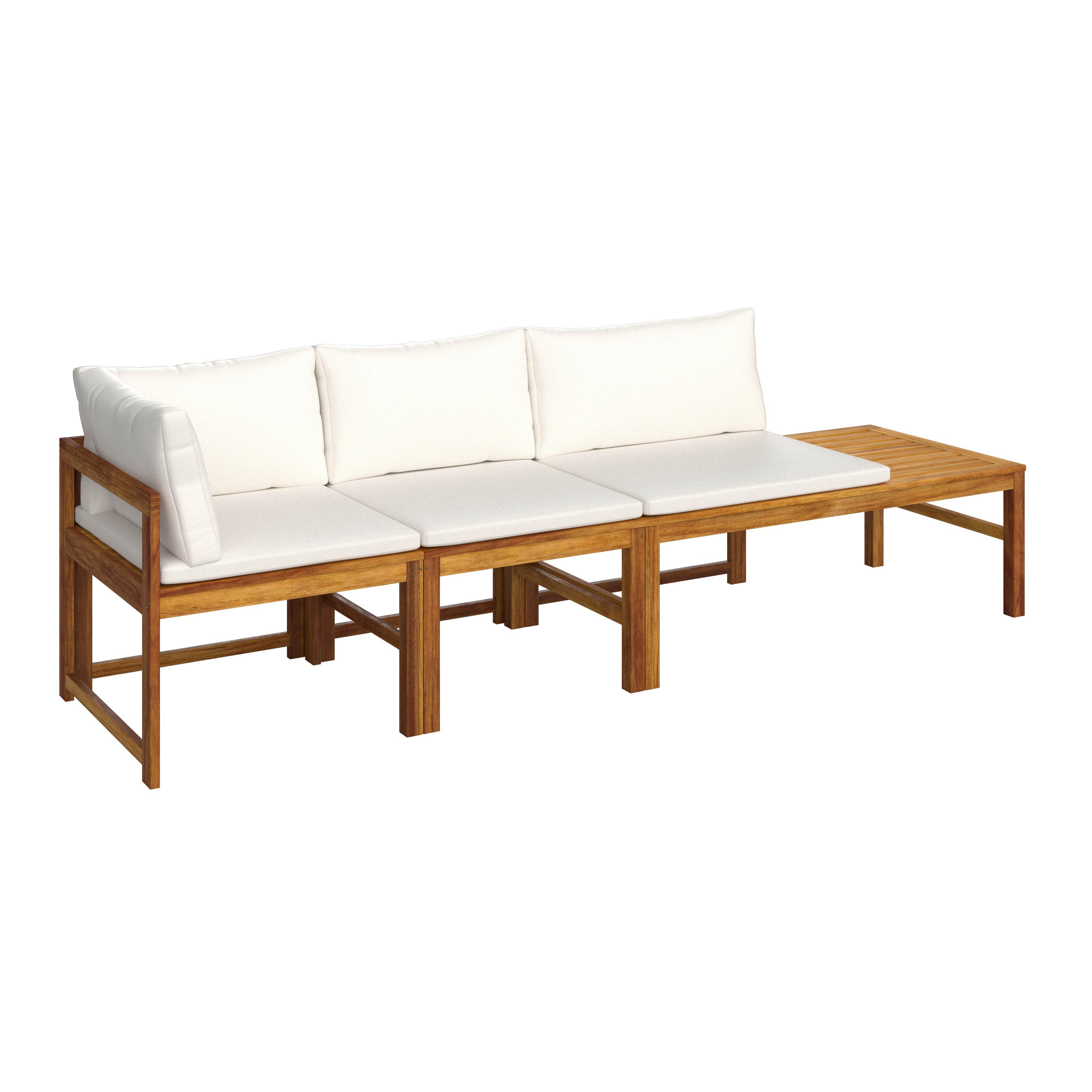 Kerti Pad Kisasztallal Ornela - akácia színű/krém, Modern, textil/fa (240/66/60cm) - Bessagi Garden