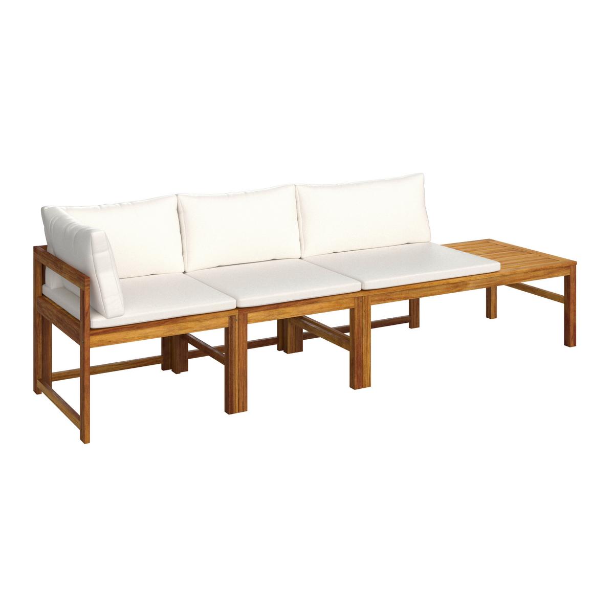 Gartenbank Ornella Creme Akazie/Outdoorstoff +Tisch - Creme/Akaziefarben, MODERN, Holz/Textil (240/66/60cm) - Bessagi Garden