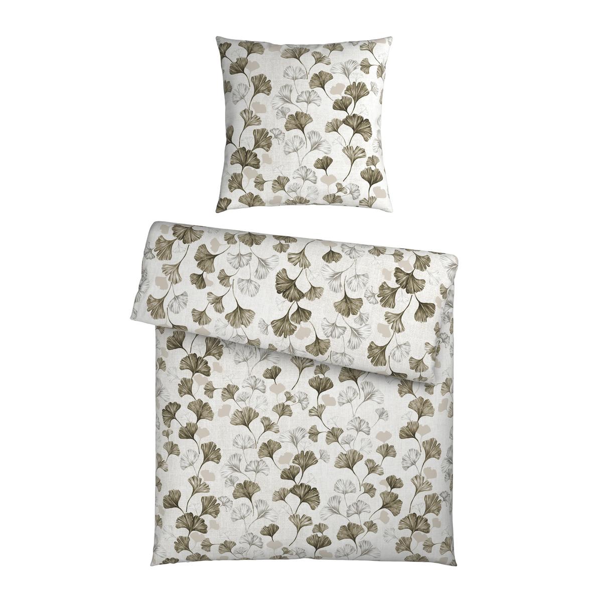 Bettwäsche Yuki XL Weiß/Grün ca. 155x220cm - Weiß, MODERN, Textil (155/220cm) - Mömax