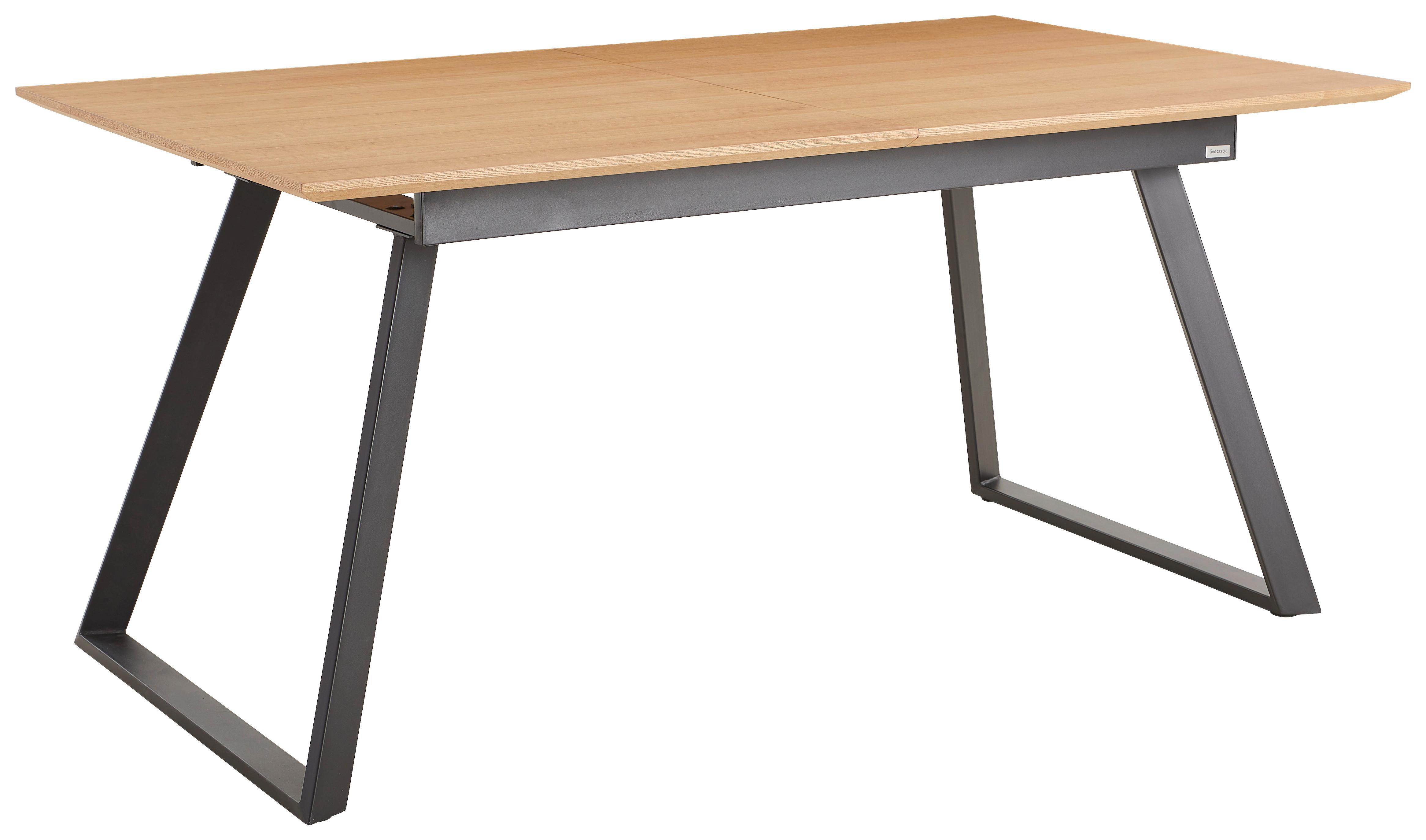 Raztegljiva Jedilna Miza Track, 160-200 X 90 Cm - črna/naravne barve, Moderno, kovina/leseni material (160-200/90/75cm) - Modern Living