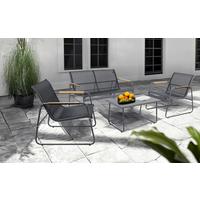 GARTENMÖBEL-SET LEXILA 4-TLG - Schwarz, Modern, Glas/Kunststoff - Gardenson