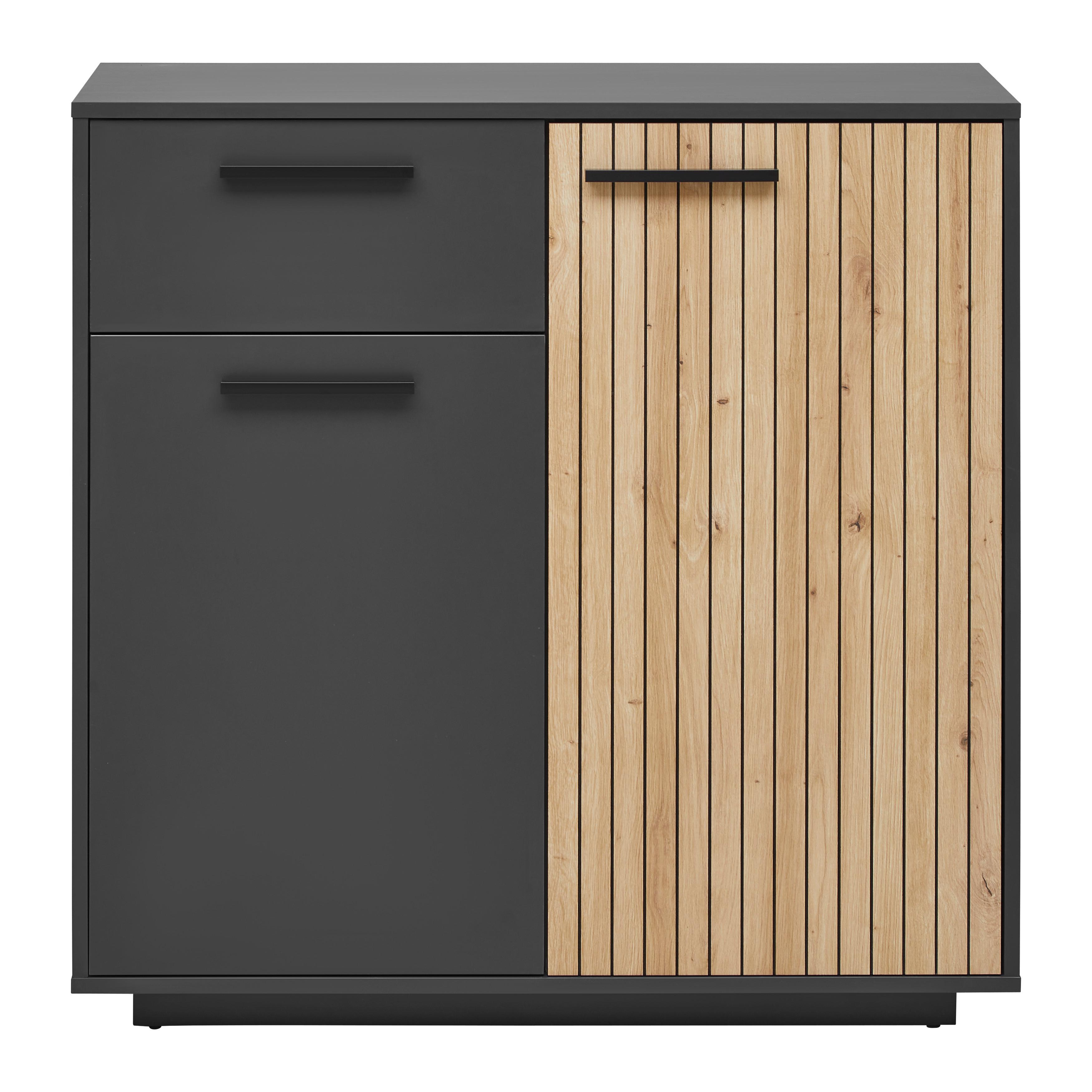 Kommode Lukas Anthrazit/Schwarz/Eichefarben - Anthrazit/Schwarz, Modern, Holzwerkstoff/Kunststoff (93,6/95,4/40,2cm) - Mömax