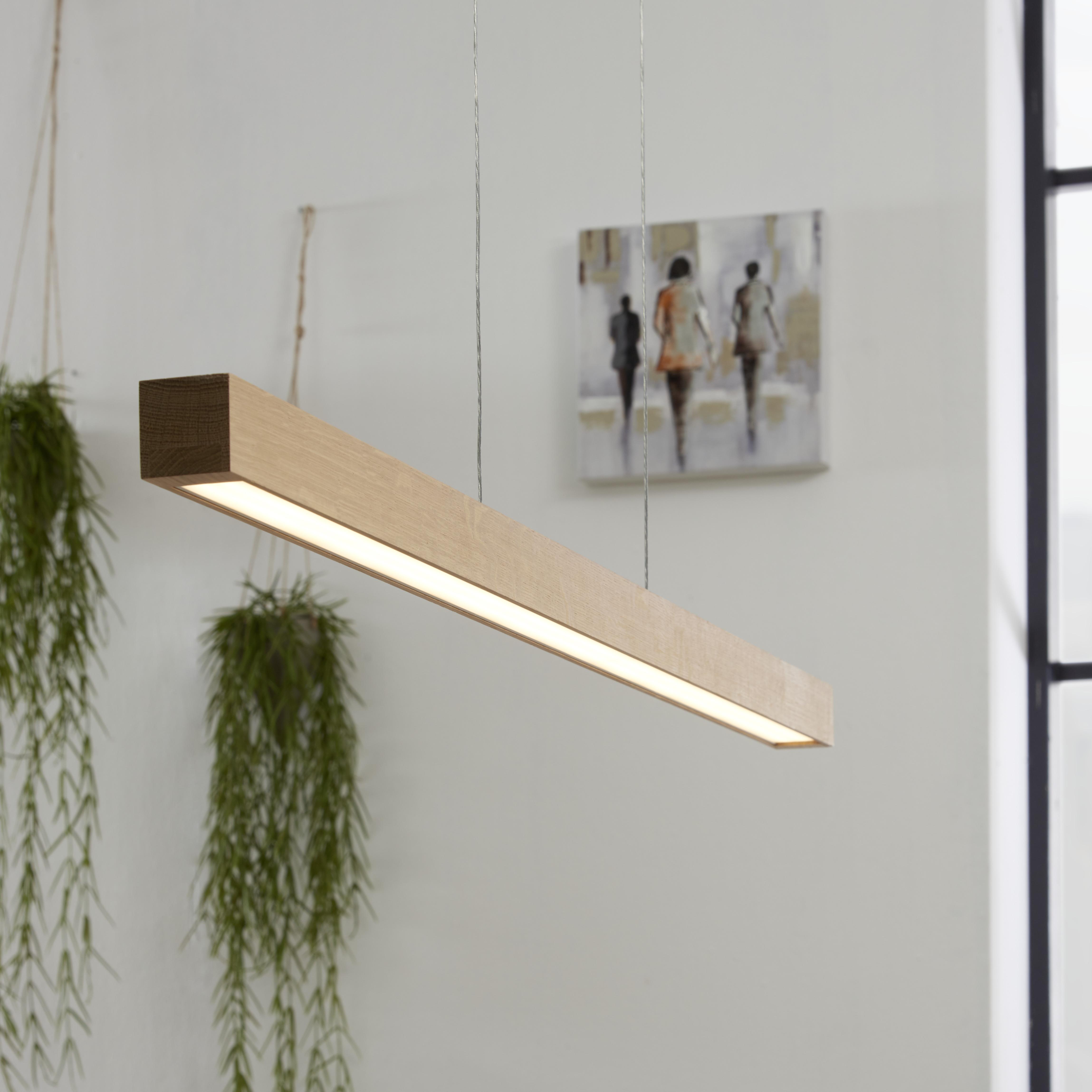LAMPA WISZĄCA LED LU1509874FSC "SMAL" - kolor dębowy, Natur, drewno (100/6/110cm) - Dieter Knoll