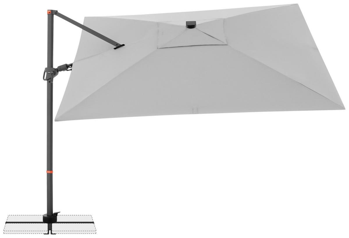 Ampelschirm Myzone Led Hellgrau ca. 300x220cm - Anthrazit/Hellgrau, Basics, Textil/Metall (300/220cm) - Doppler