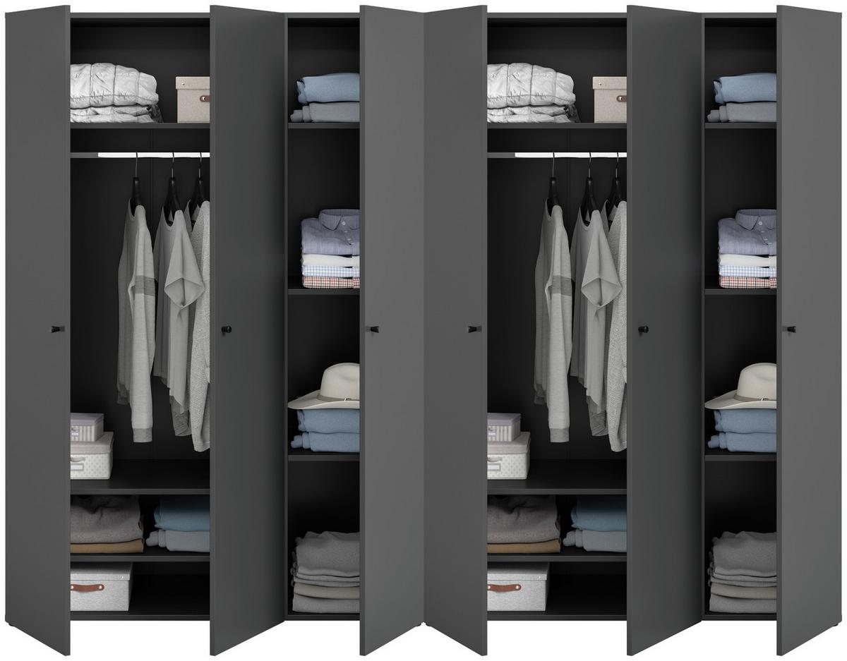 Drehtürenschrank DARWIN ca.240x176x51cm Anthrazit - Anthrazit/Schwarz, MODERN, Holzwerkstoff/Kunststoff (240/176cm) - MID.YOU