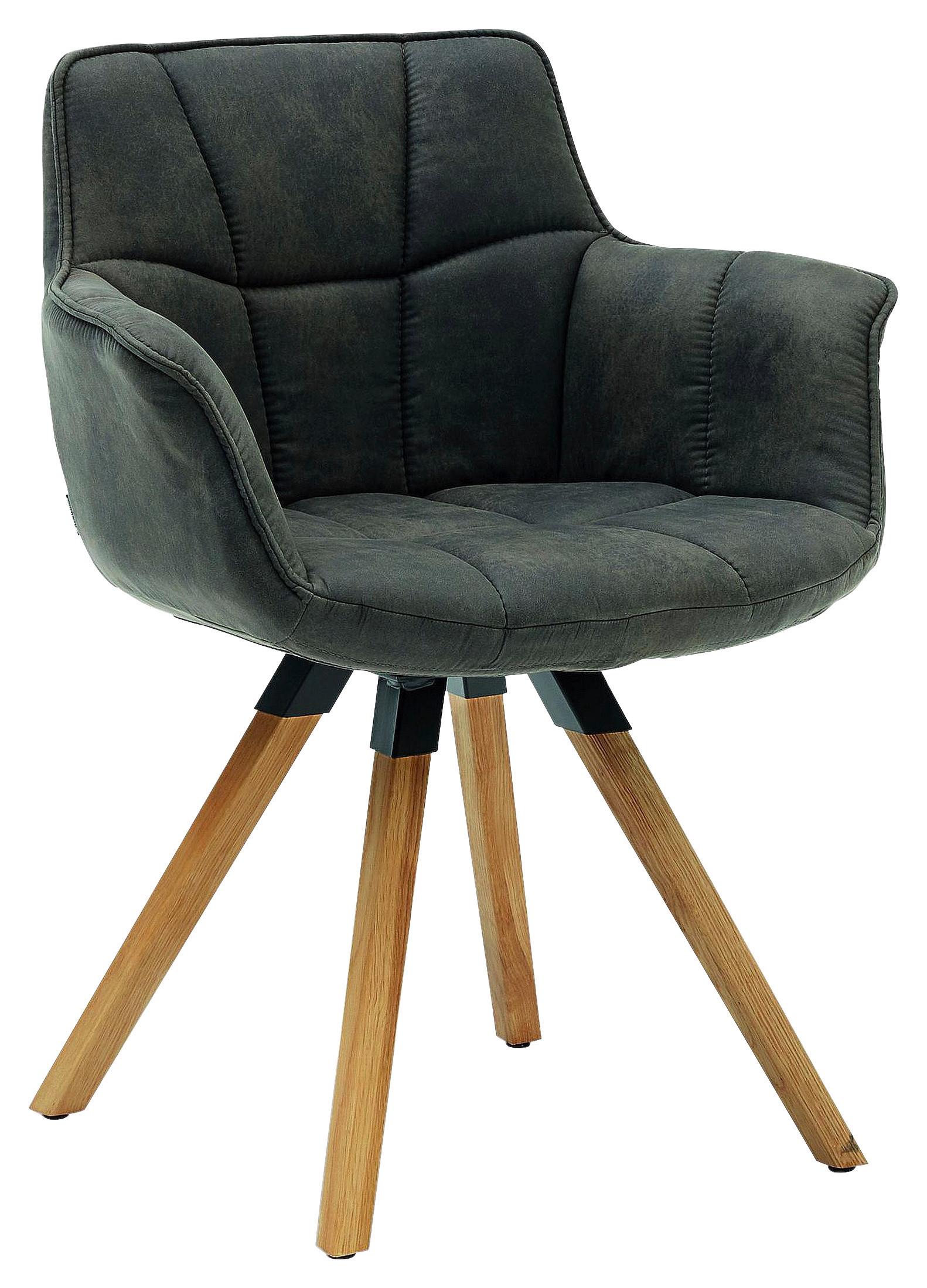 KRZESŁO Z PODŁOKIETNIKAMI TAMINA -MR- - kolor dębowy/antracytowy, Konventionell, tkanina/drewno (67/85/60cm) - Musterring