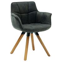 KRZESŁO Z PODŁOKIETNIKAMI TAMINA -MR- - kolor dębowy/antracytowy, Konventionell, tkanina/drewno (67/85/60cm) - Musterring