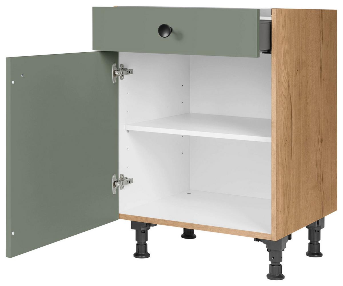 Kochfeldumbauschrank Cascada Grün - Eichefarben/Schwarz, MODERN, Holzwerkstoff/Metall (60/87/56cm) - Nobilia
