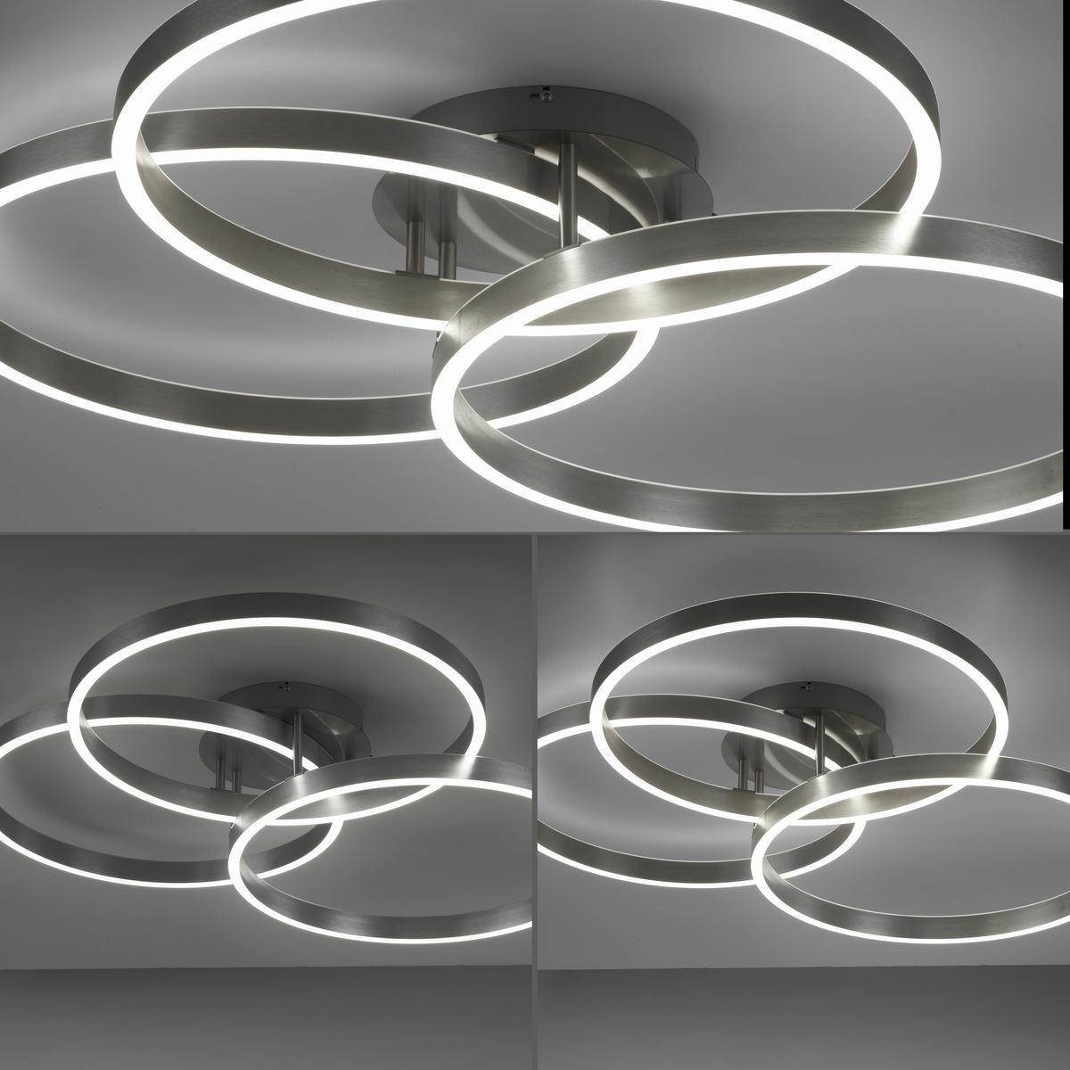 LAMPA SUFITOWA LED 6233-55 PAAN - kolor stalowy, Design, tworzywo sztuczne/metal (75/71,1/15,1cm) - Paul Neuhaus