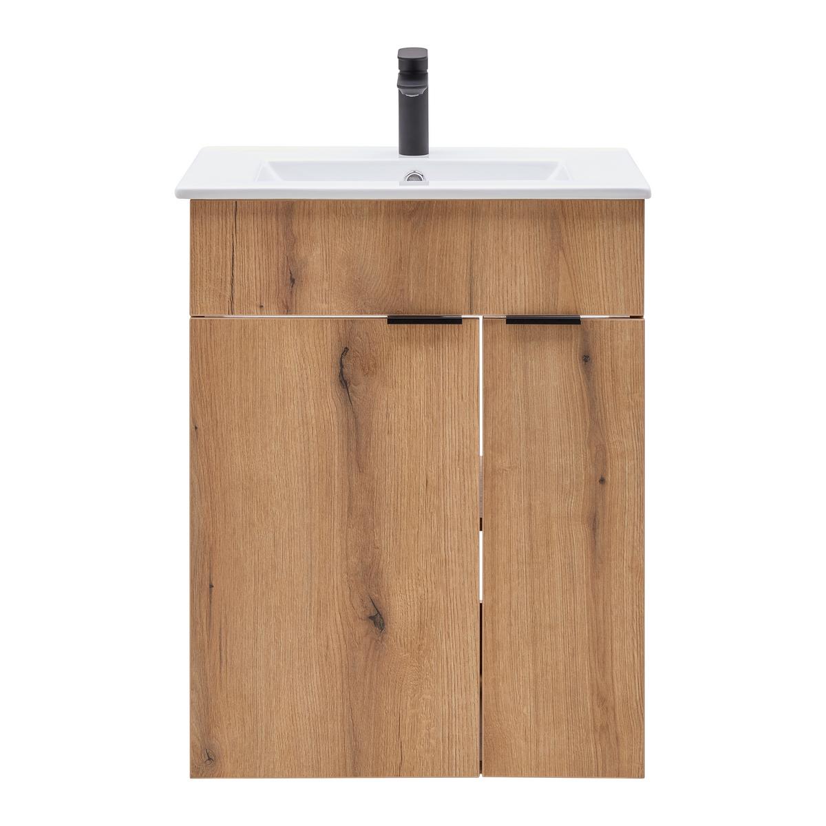 Waschtischkombi Napoli Evoke Eiche - Schwarz/Weiß, MODERN, Keramik/Holzwerkstoff (60/78/45cm) - Mömax