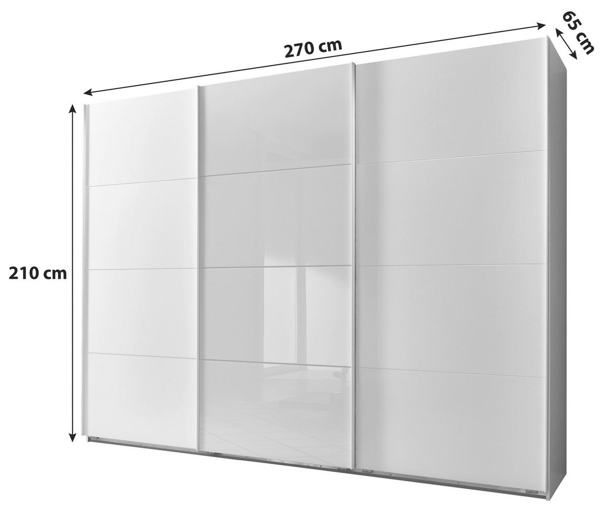 DULAP USI CULISANTE ERNESTO - alb/alb lucios intens, Basics, material pe bază de lemn (270/210/65cm) - Modern Living