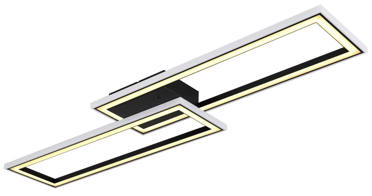 LED-DECKENLEUCHTE 67365 - Opal/Schwarz, Design, Kunststoff/Metall (94,5/24/5,5cm) - Globo